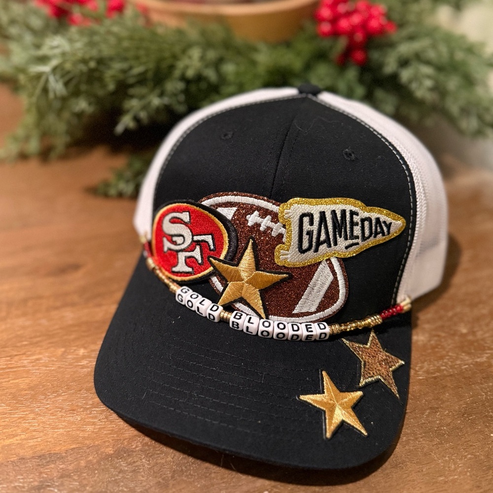 49ers Niners football Black Trucker Patch  Hat